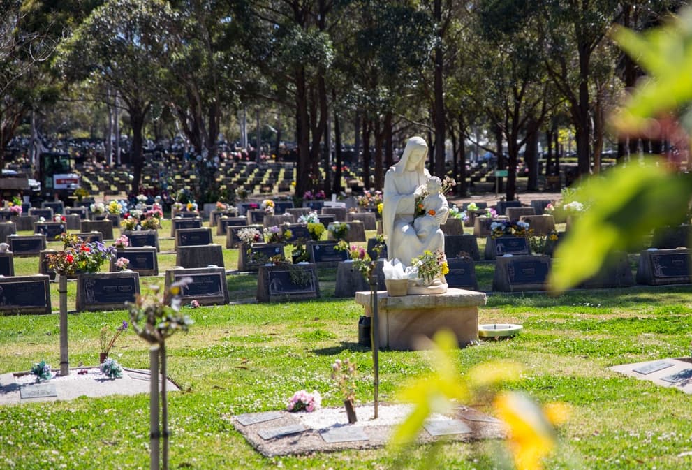 Rookwood Cemetery lawn section with Madonna statue